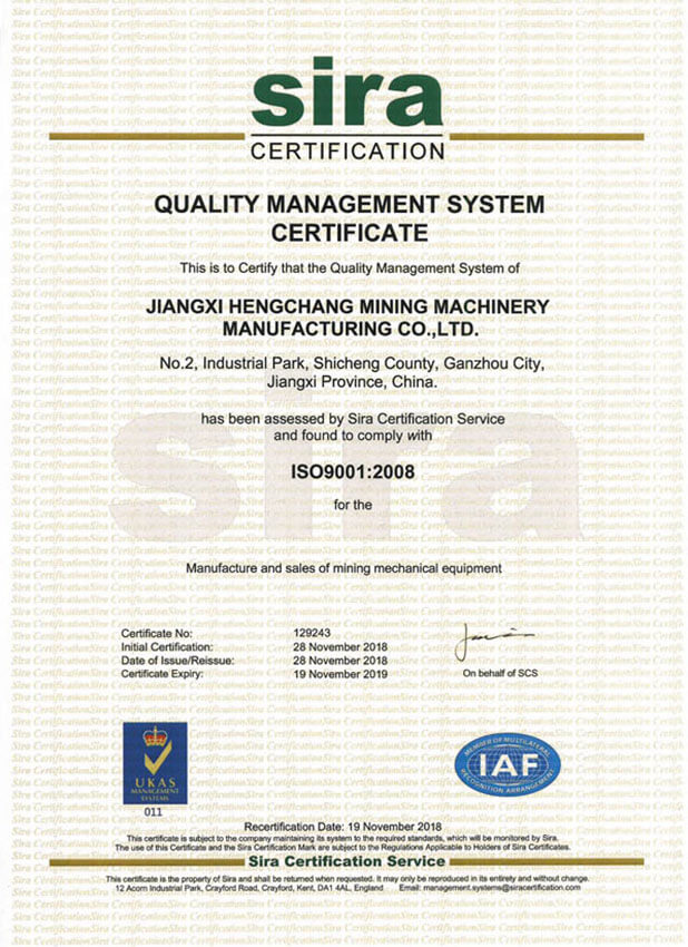 ISO9001 Quality Management System Certificate